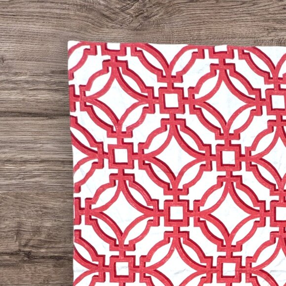 BRUNSCHWIG & FILS Salvy Print Fabric Ruby Red 54" x 54" Geometric Summer Palace - Picture 2 of 4